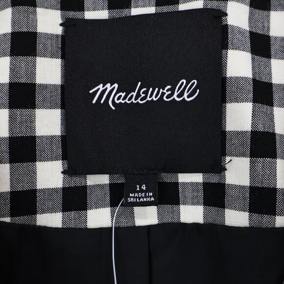 Madewell Single Breasted Crewneck True Black Checkered Plaid Vest Size 14 NWT - Picture 4 of 8